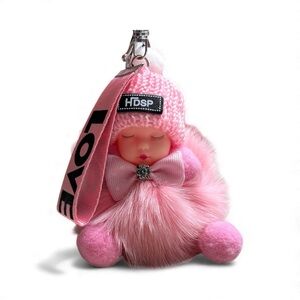 Pink Plush Baby Doll Keychain